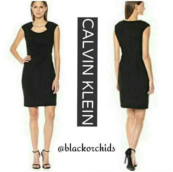 Calvin Klein Dresses & Skirts - 💜CALVIN KLEIN💜 14 LBD BLACK DRESS JEWEL NECKLINE